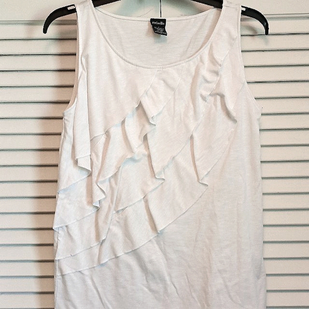 💐Rafaella White Layered Ruffle Tank Top (S)💐